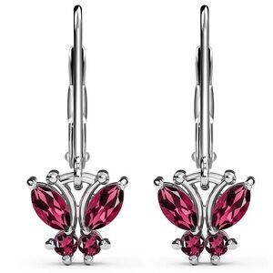 NWOT Orissa Rhodolite Garnet Butterfly Earrings Stainless Steel/Sterling Silver